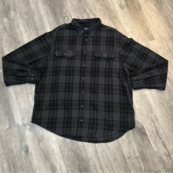 Led Zeppelin Blue Gray Custom Upcycled Reworked Flannel Plaid Shirt Size 2XL - Picture 3 of 5